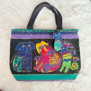 LAUREL BURCH whimsical art Multi Color Small DOG Print Tote